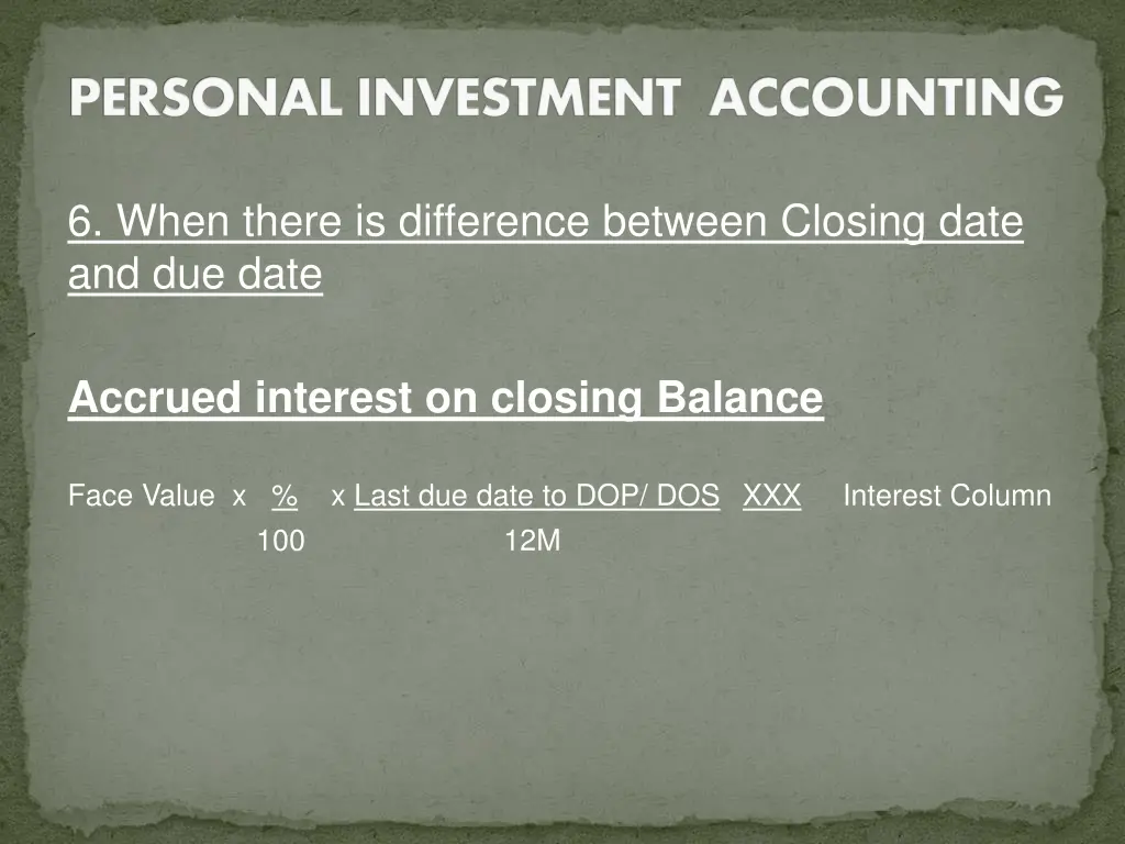 personal investment accounting 7