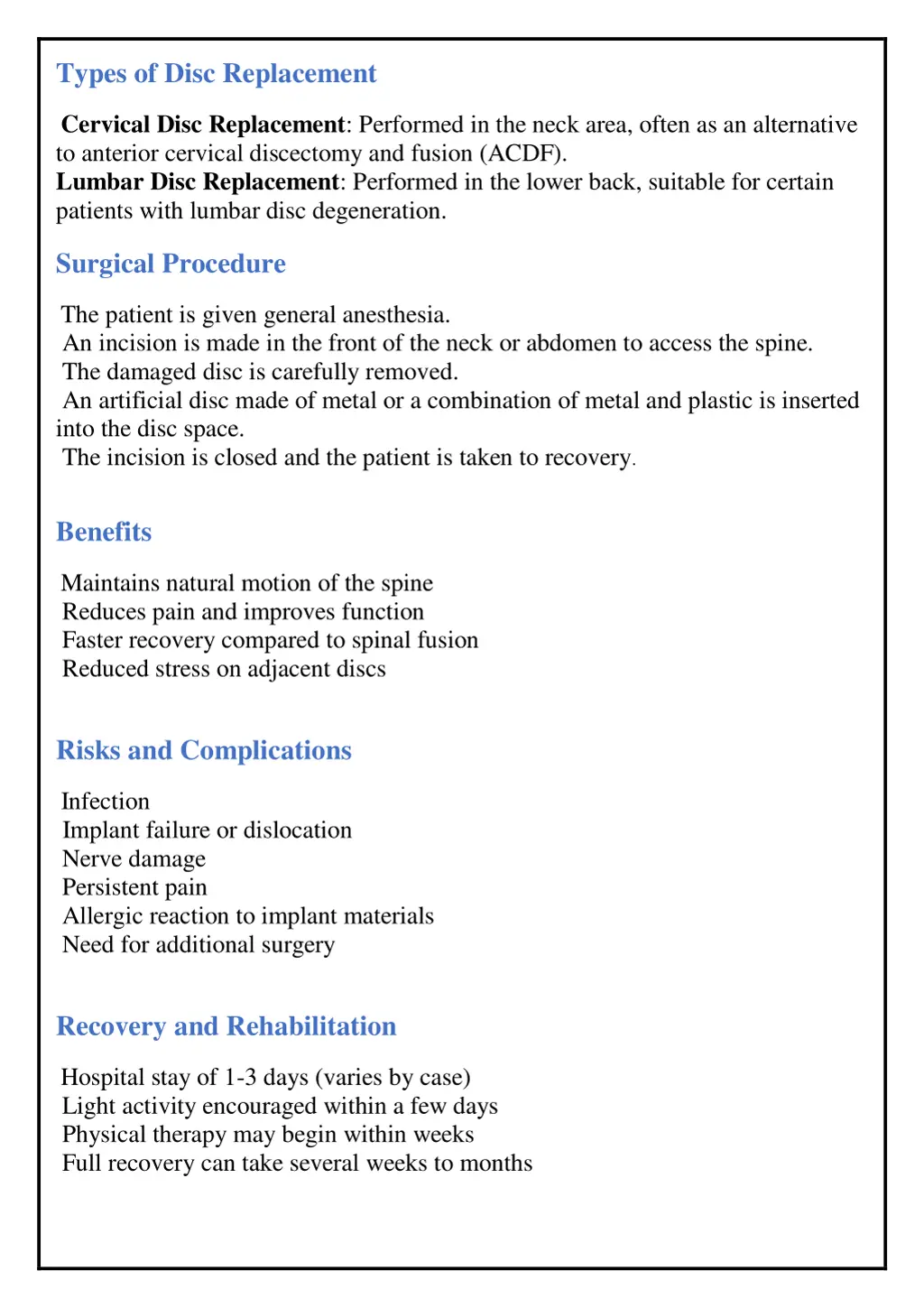 types of disc replacement