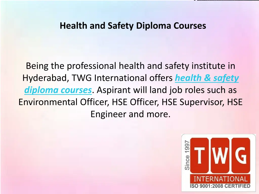 health and safety diploma courses