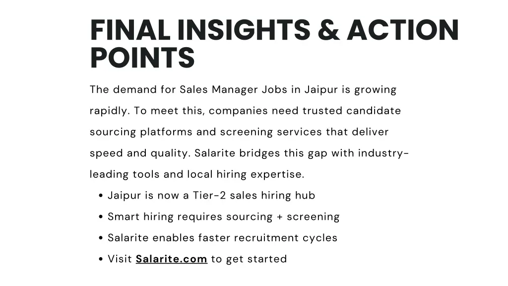 final insights action points the demand for sales