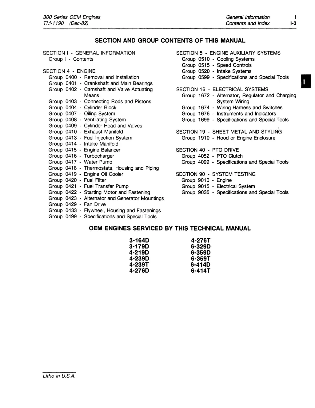 300 series oem engines tm 1190 dec 82