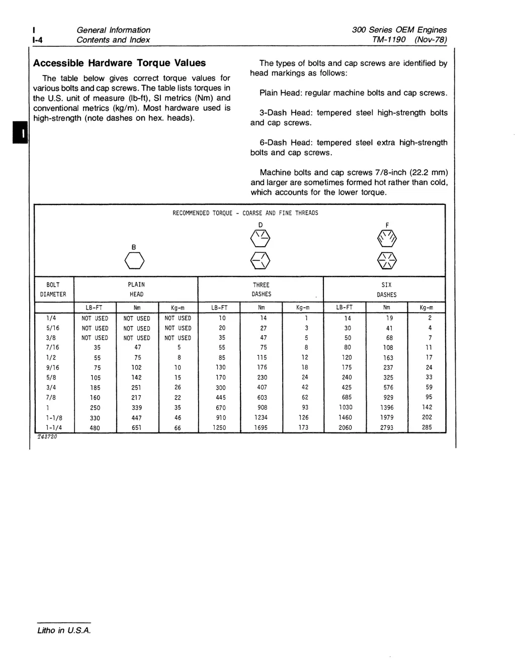 300 series oem engines tm 1190 nov 78