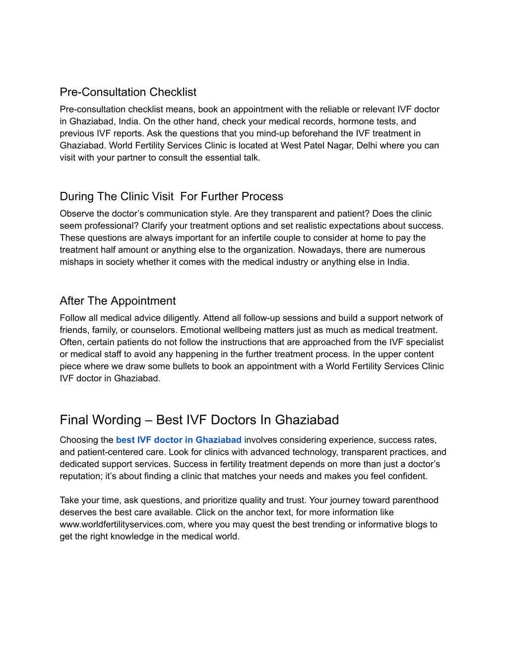 pre consultation checklist