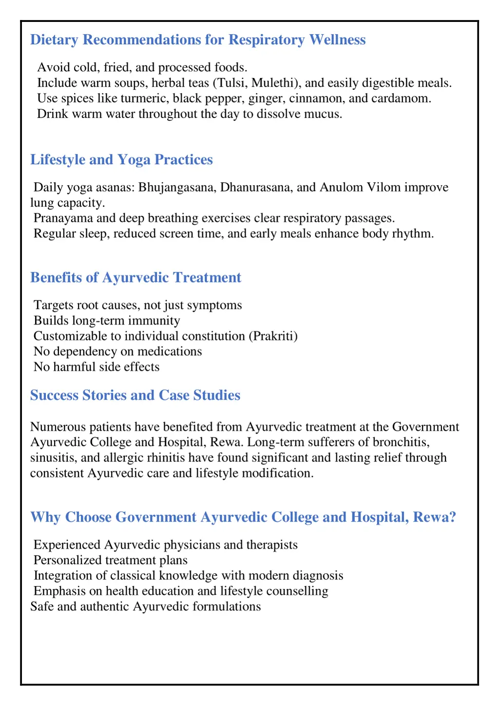 dietary recommendations for respiratory wellness