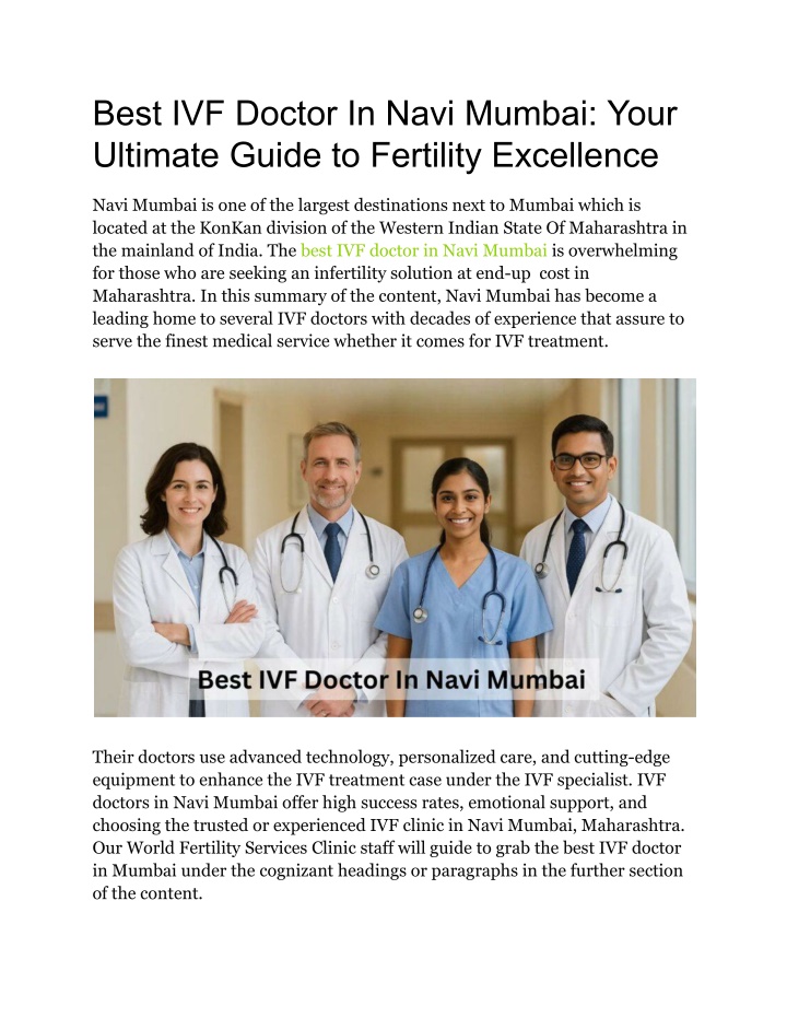 best ivf doctor in navi mumbai your ultimate
