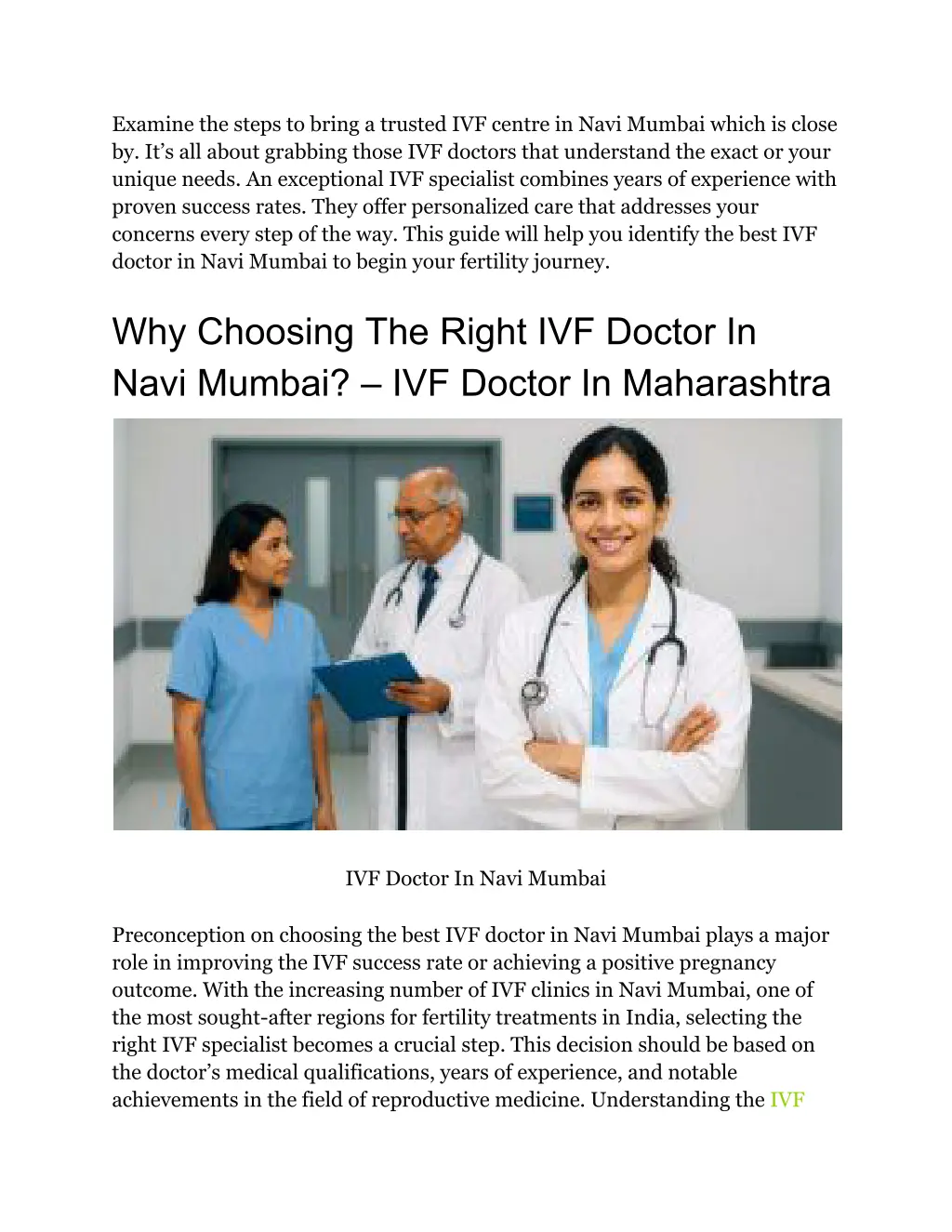 examine the steps to bring a trusted ivf centre