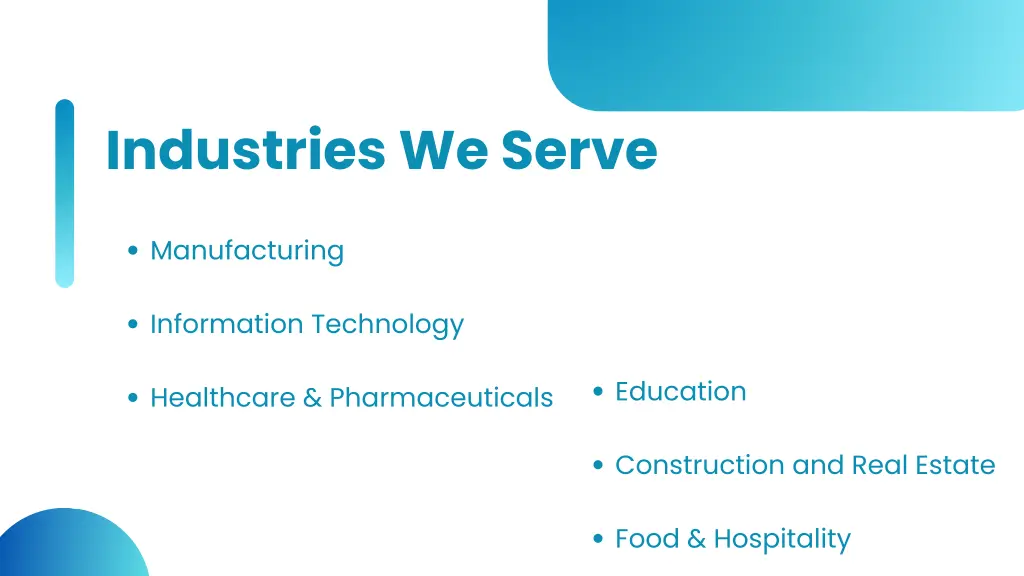 industries we serve