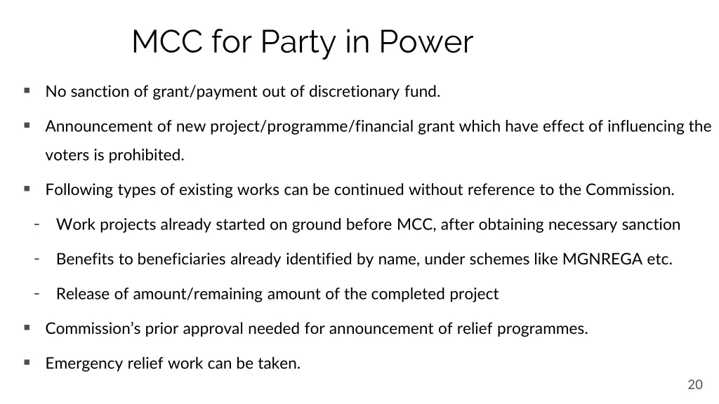 mcc for party in power 2