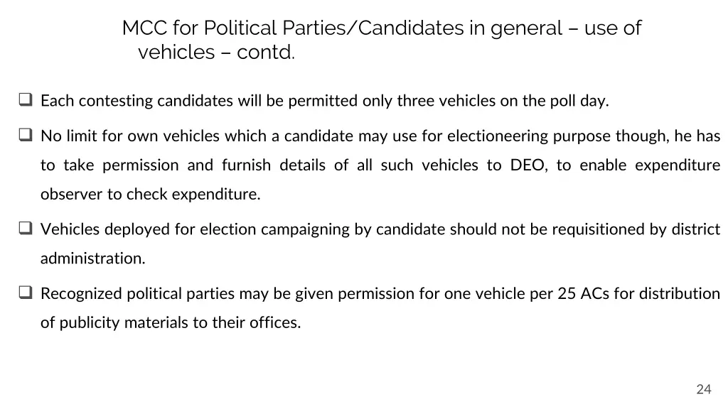 mcc for political parties candidates in general 1