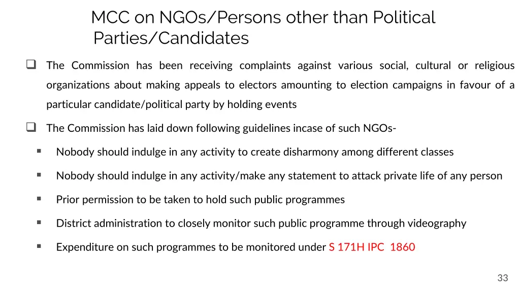 mcc on ngos persons other than political parties