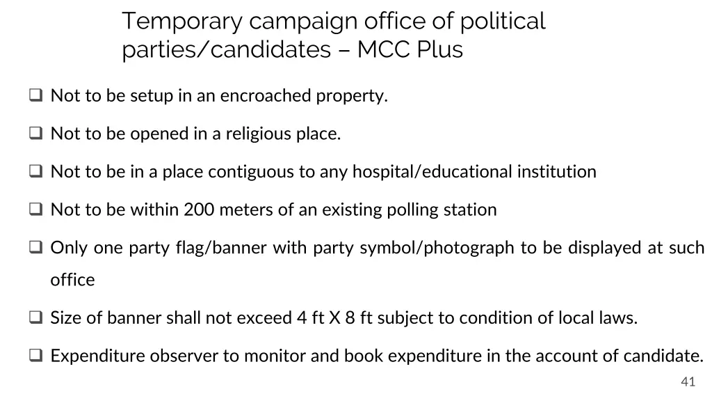 temporary campaign office of political parties