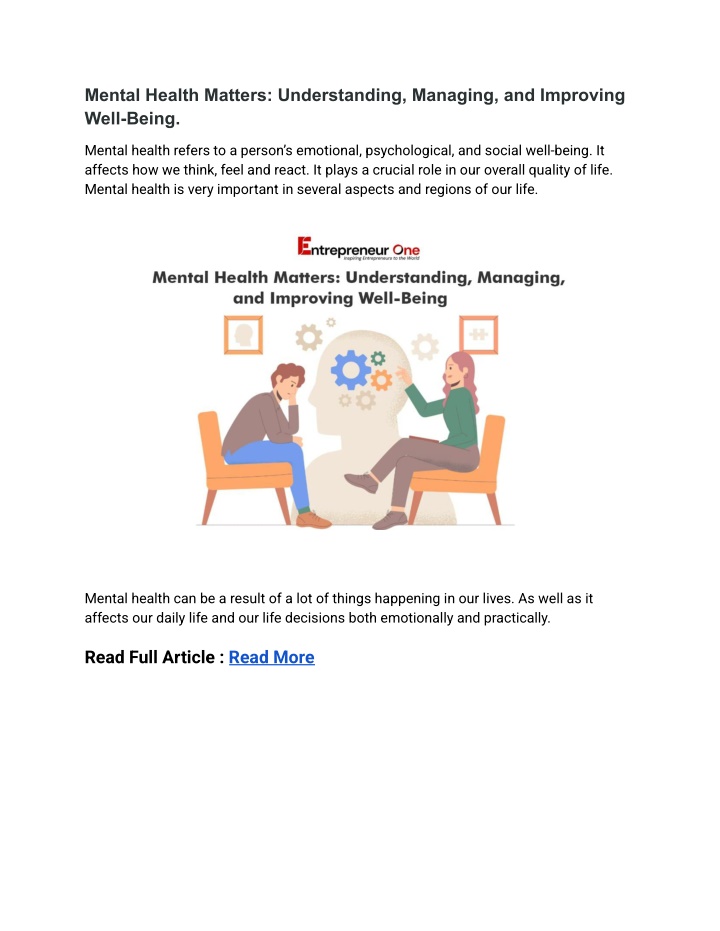 mental health matters understanding managing