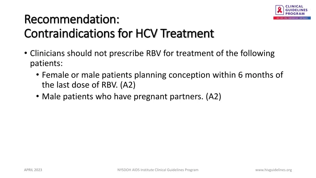 recommendation recommendation contraindications