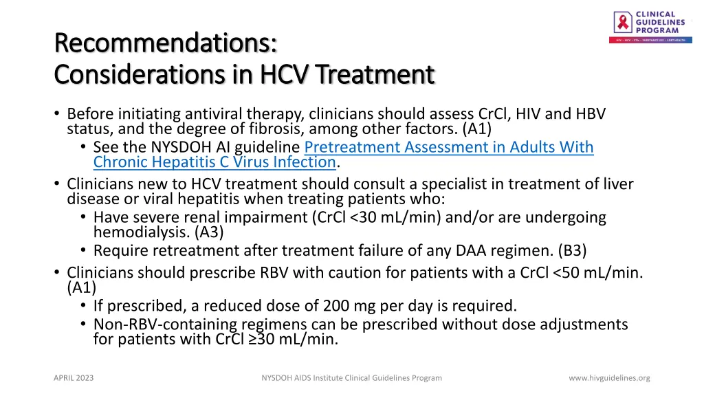 recommendations recommendations considerations