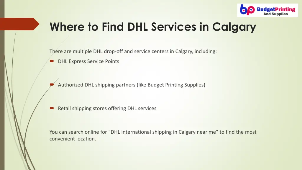where to find dhl services in calgary