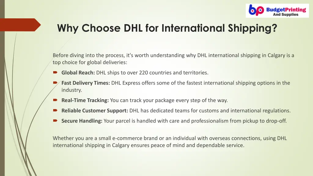 why choose dhl for international shipping