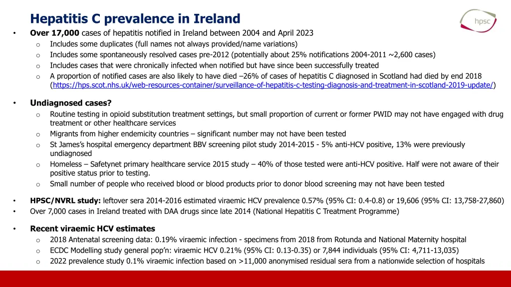 hepatitis c prevalence in ireland over