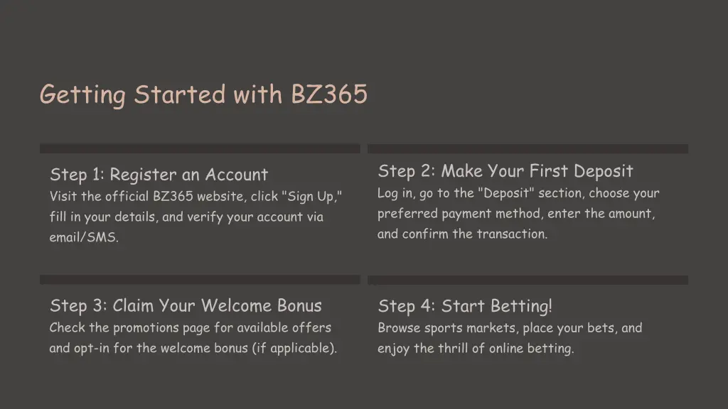 getting started with bz365