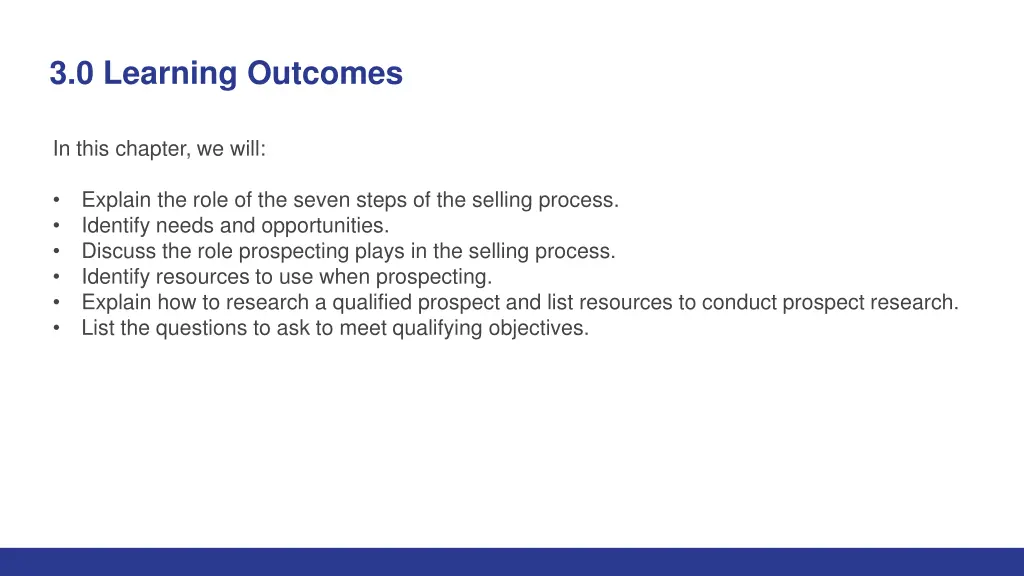 3 0 learning outcomes