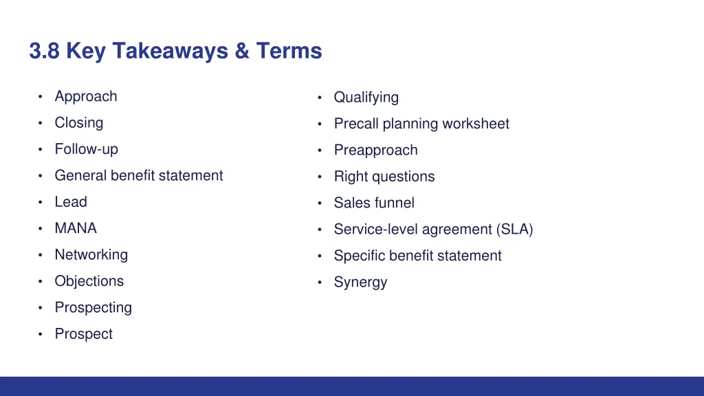 3 8 key takeaways terms