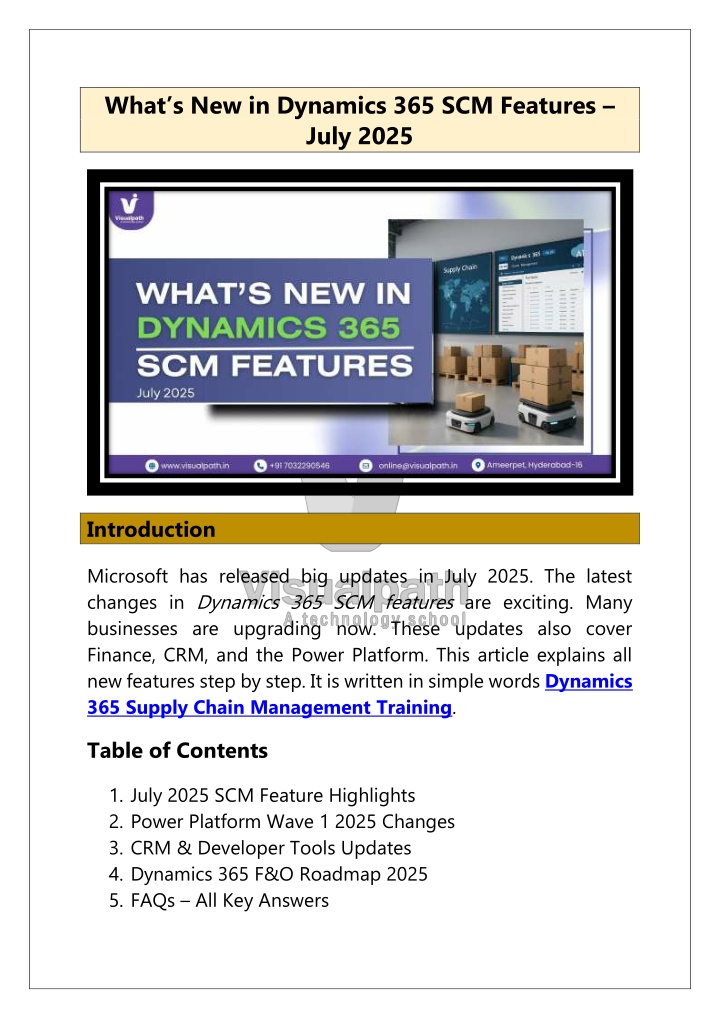 what s new in dynamics 365 scm features july 2025