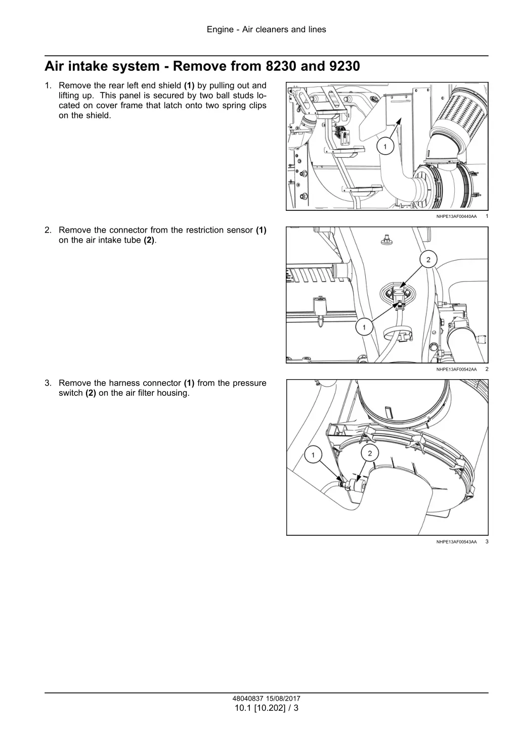 engine air cleaners and lines