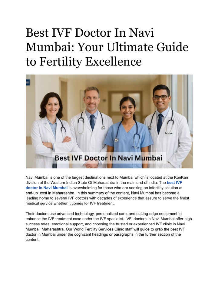 best ivf doctor in navi mumbai your ultimate