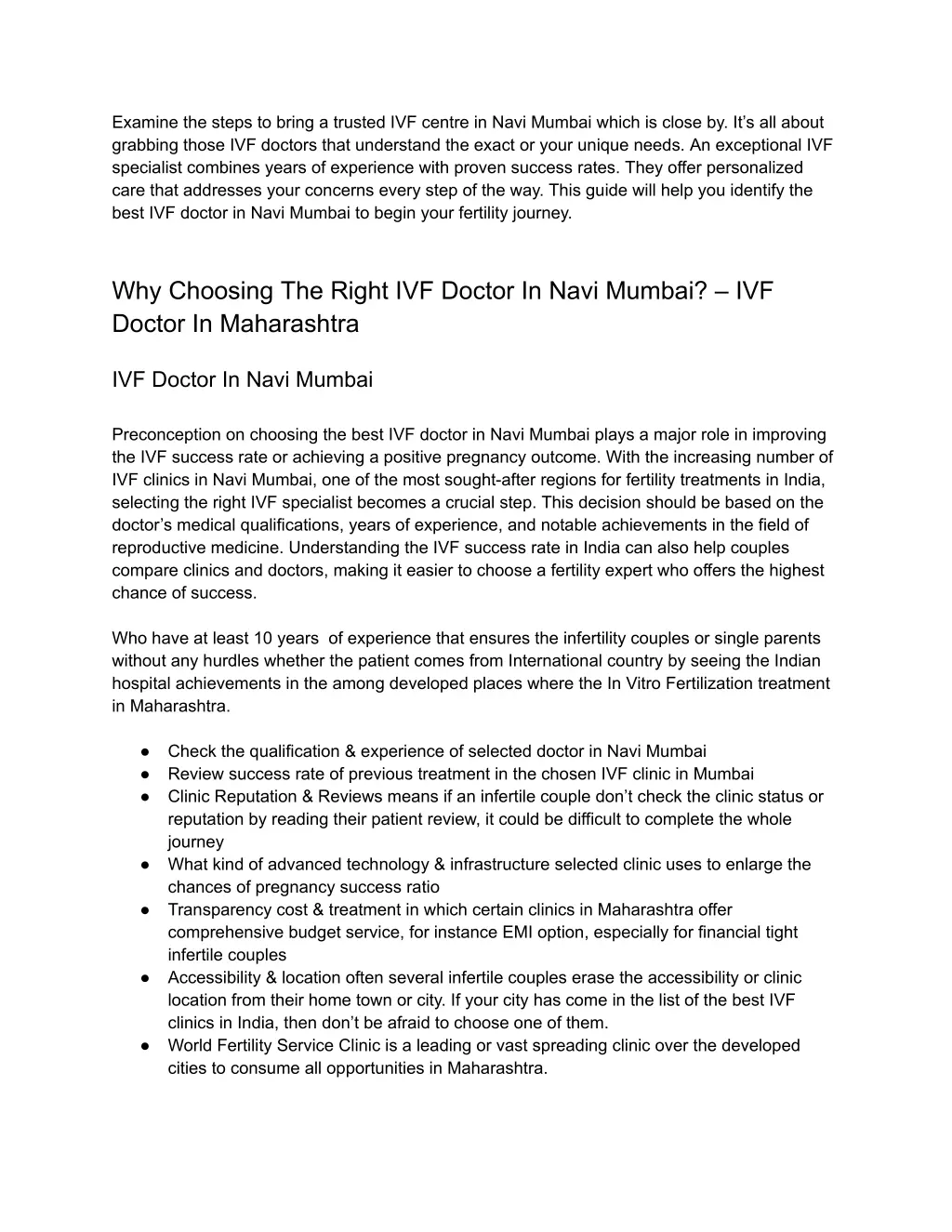 examine the steps to bring a trusted ivf centre