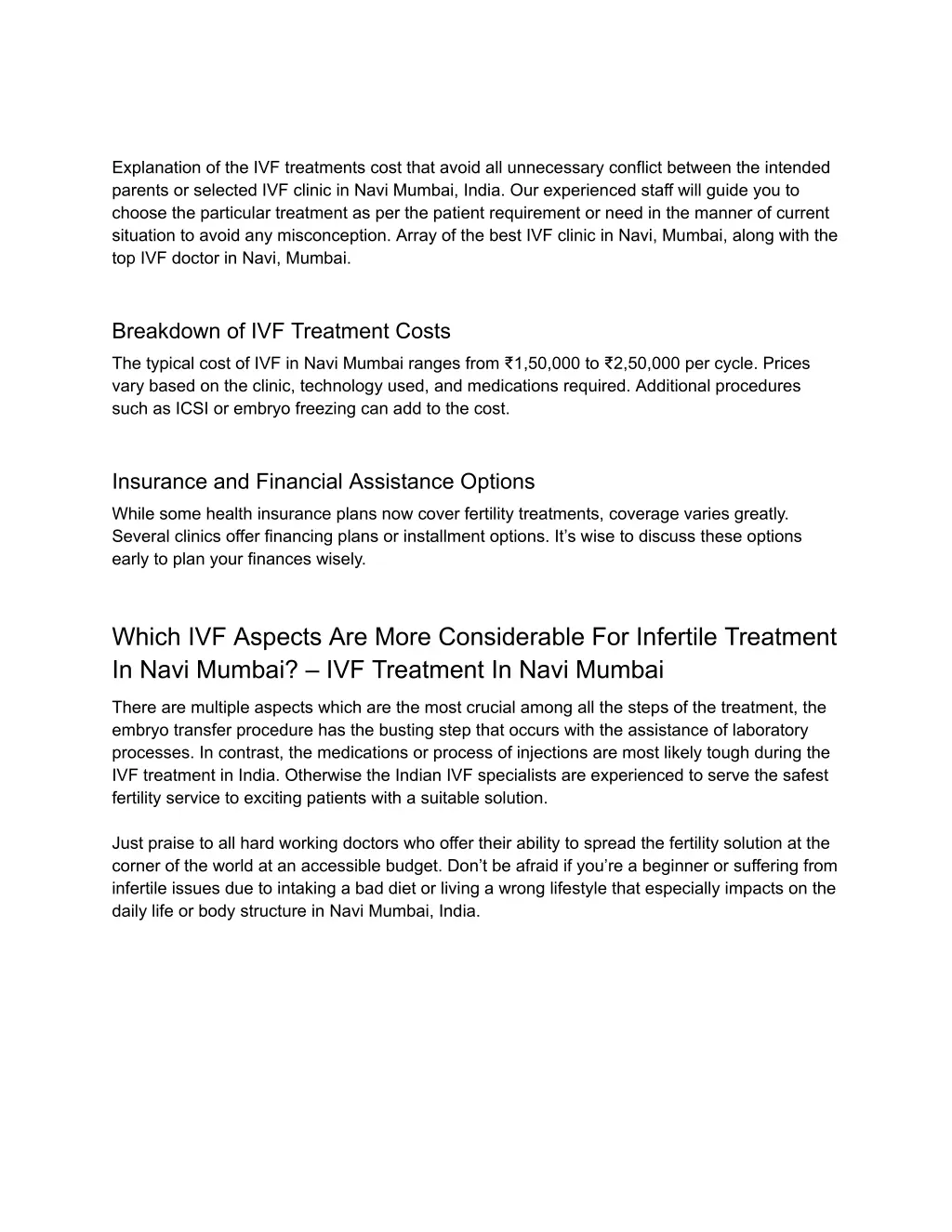 explanation of the ivf treatments cost that avoid
