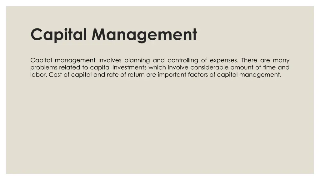 capital management