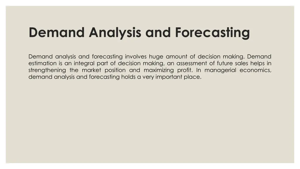 demand analysis and forecasting