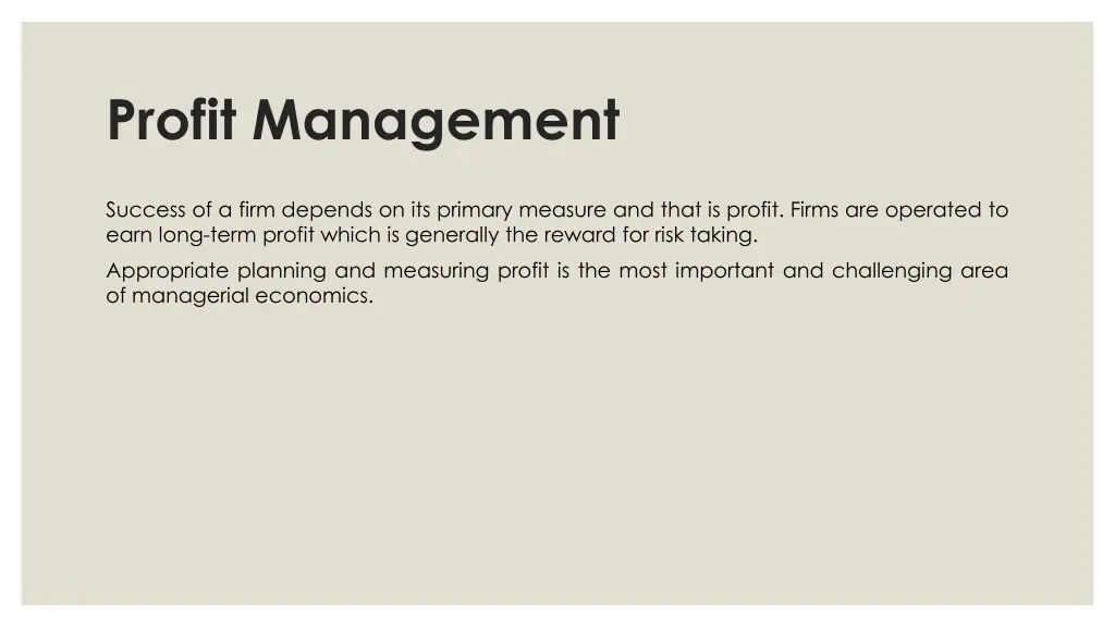 profit management