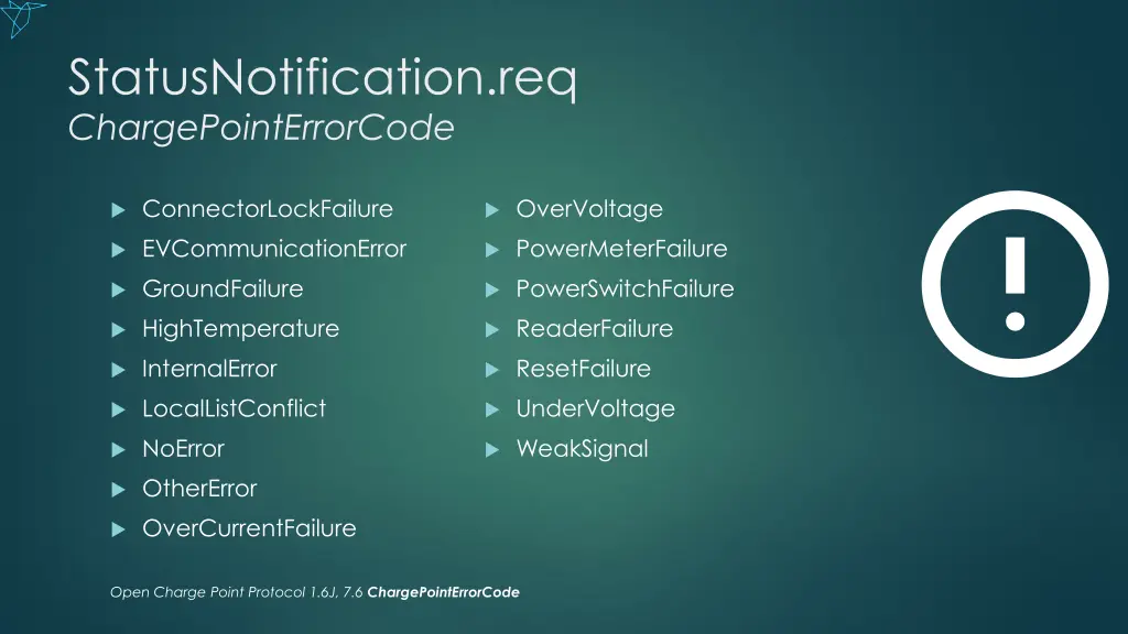 statusnotification req chargepointerrorcode