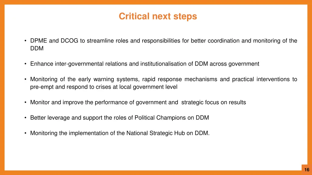 critical next steps