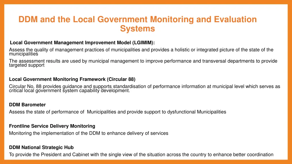 ddm and the local government monitoring