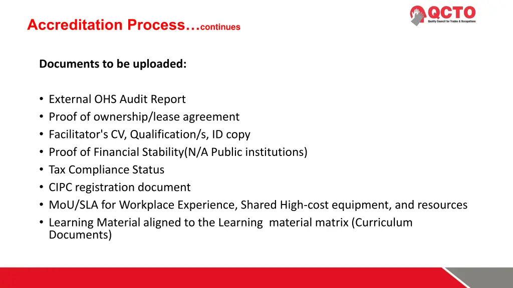 accreditation process continues