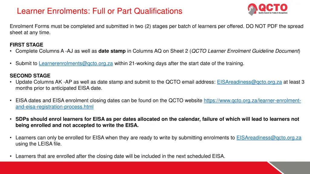 learner enrolments full or part qualifications