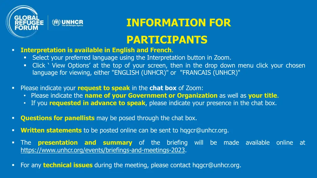 information for participants