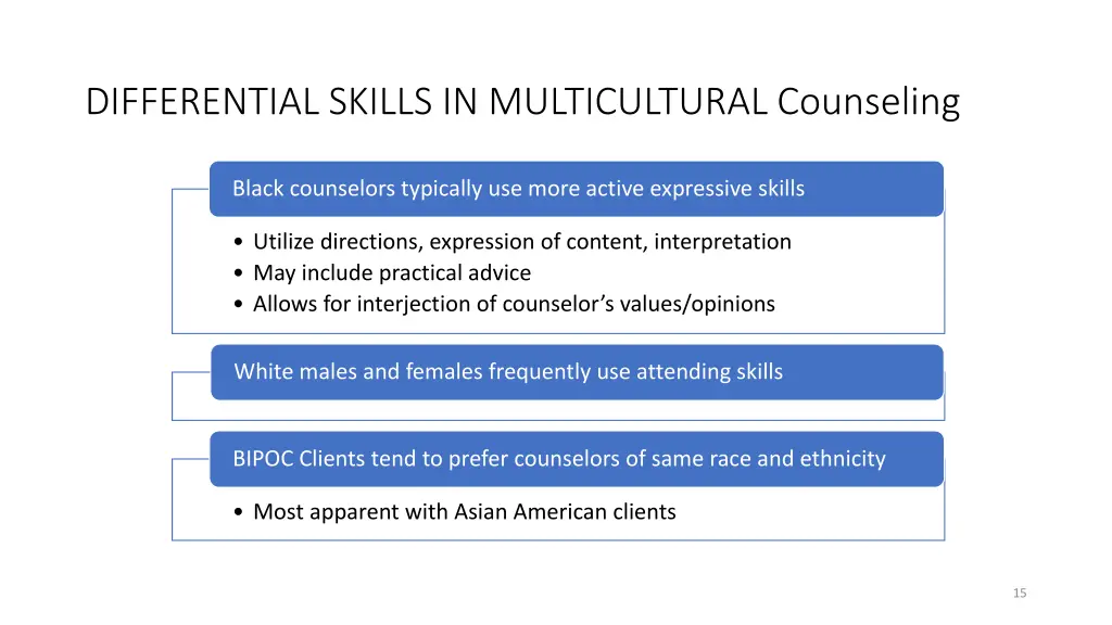differential skills in multicultural counseling