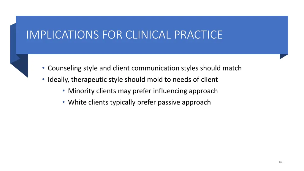 implications for clinical practice