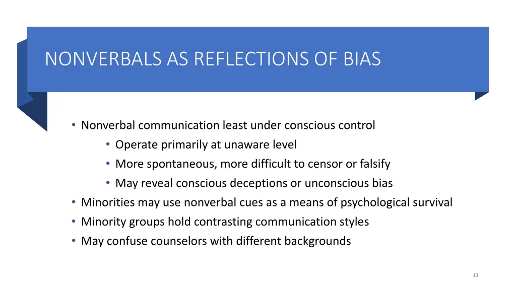 nonverbals as reflections of bias