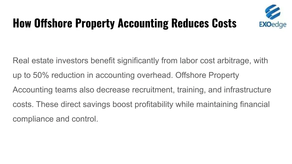 how offshore property accounting reduces costs