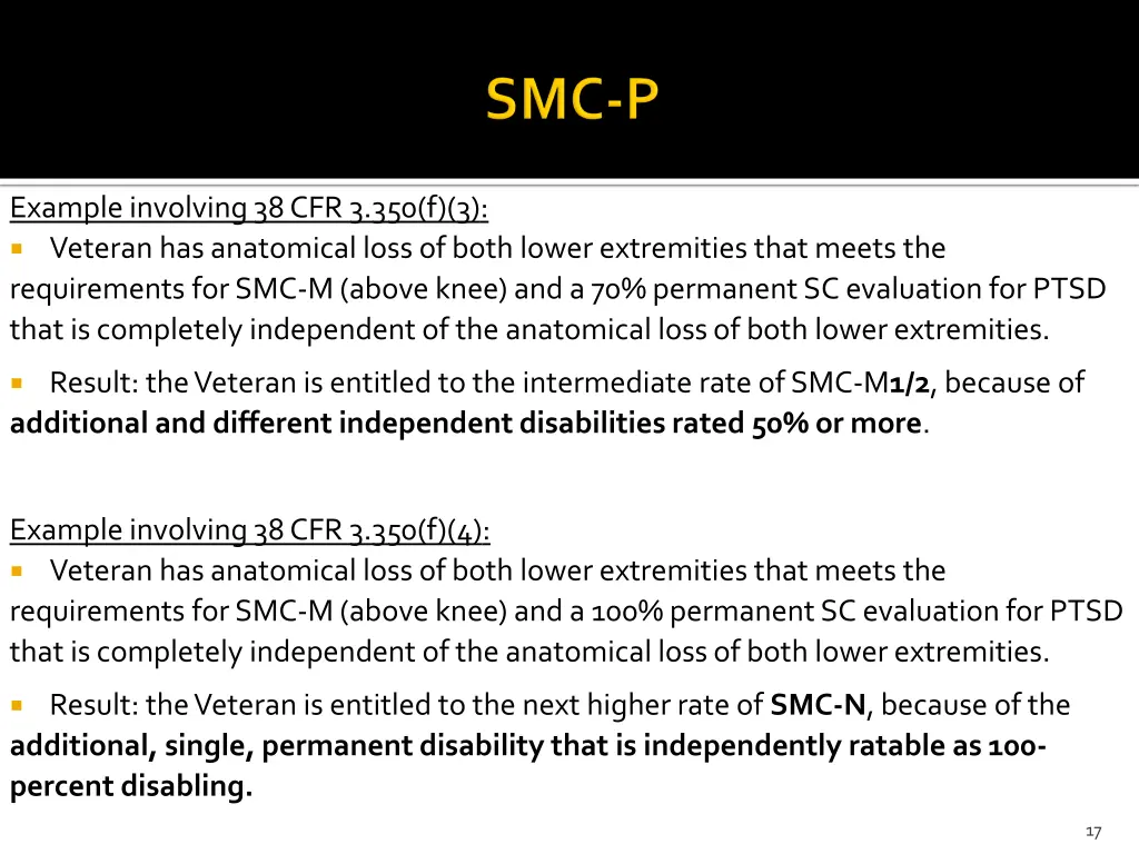 example involving 38 cfr 3 350 f 3 veteran