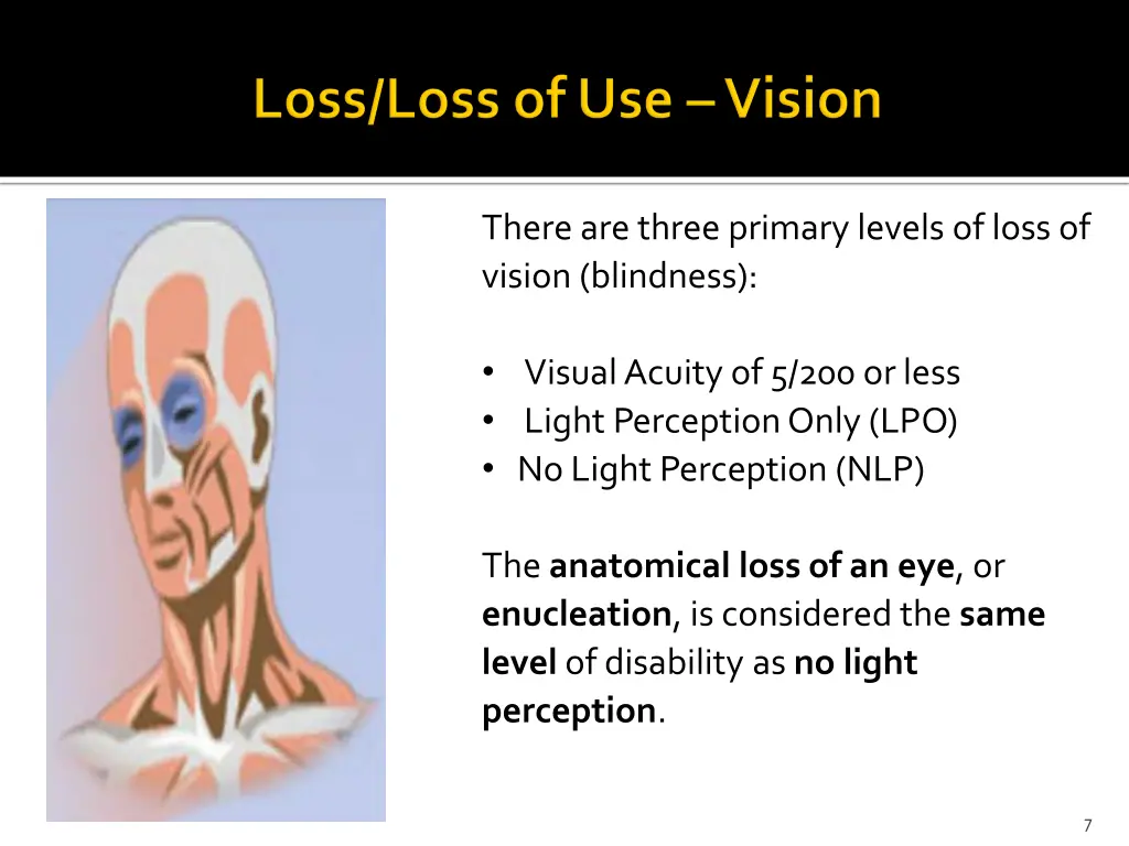 there are three primary levels of loss of vision