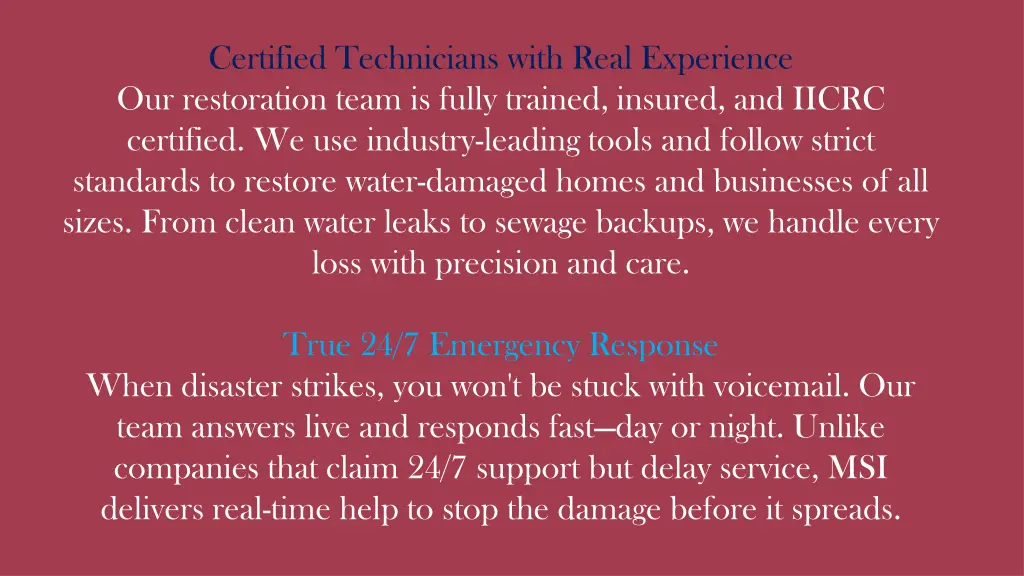 certified technicians with real experience