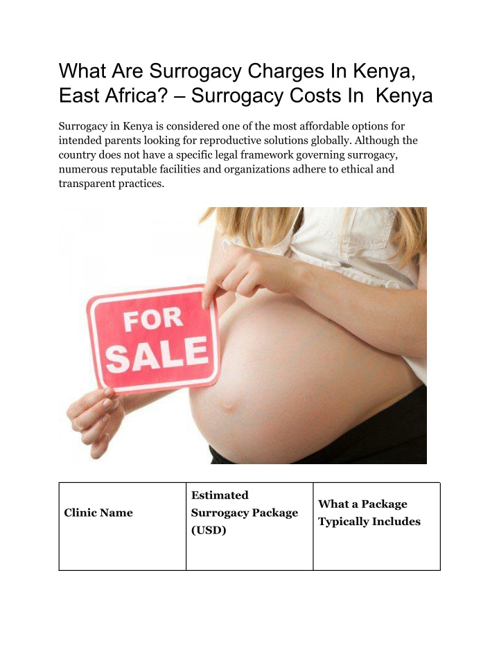 what are surrogacy charges in kenya east africa
