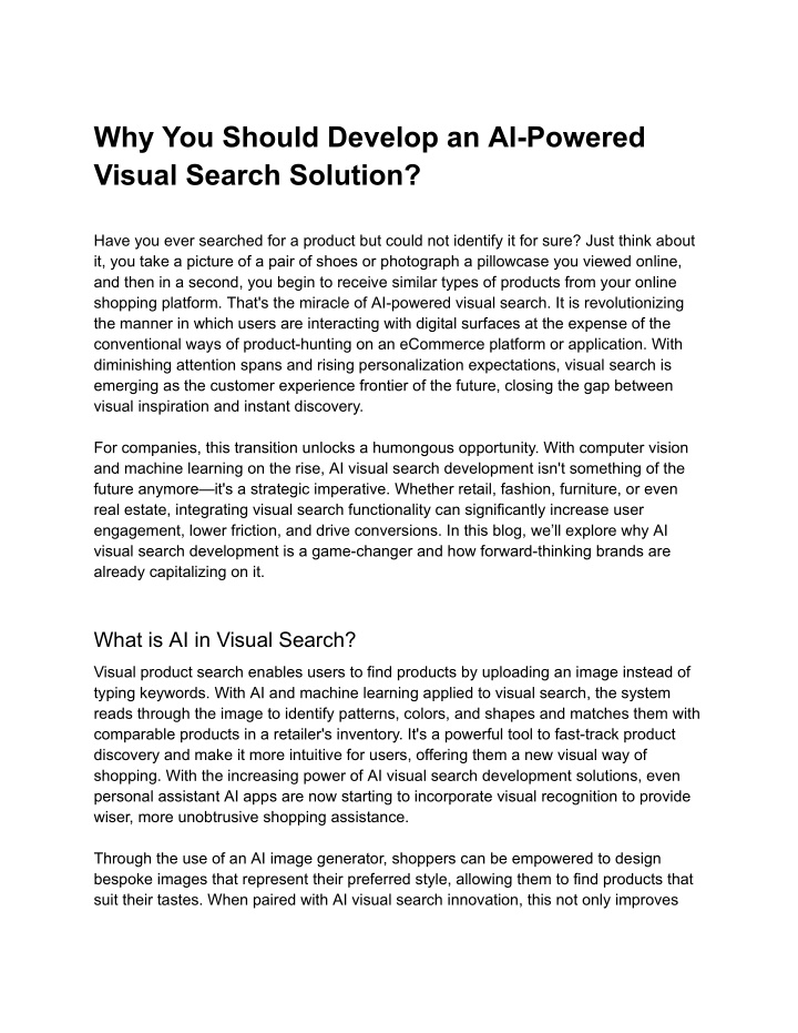 why you should develop an ai powered visual
