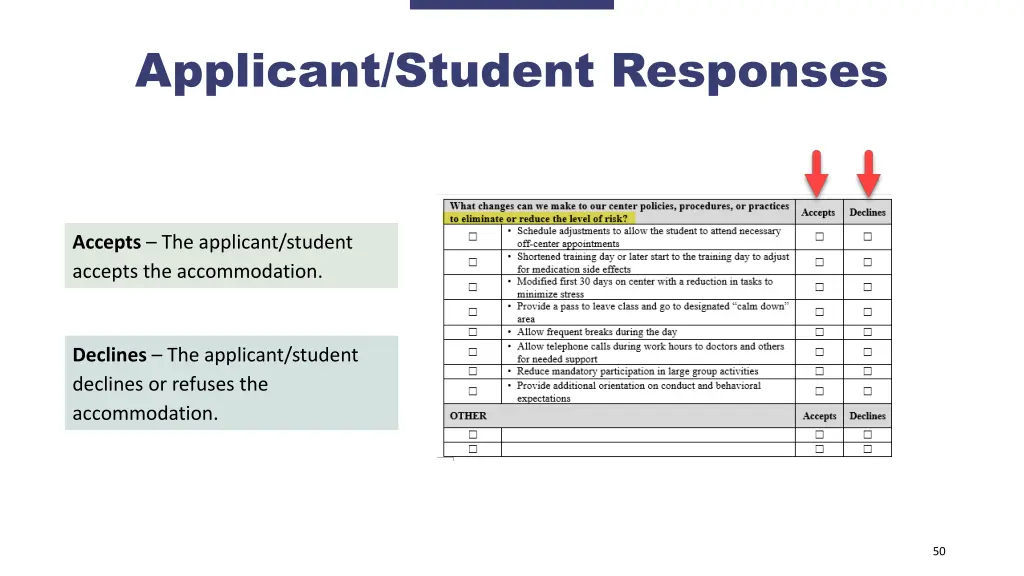 applicant student responses