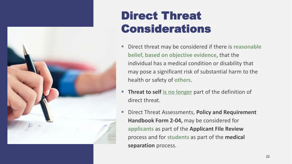 direct threat direct threat considerations