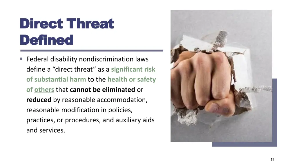 direct threat direct threat defined defined